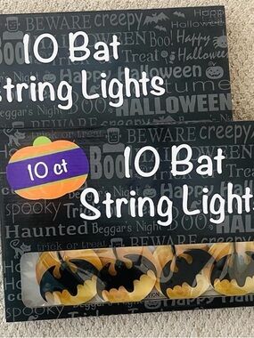 Lot Of 2 Boxes Halloween Bat on the Moon 10ct (20 Total) Decorative Lights NIB